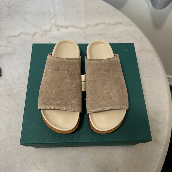 Buscemi Beige Suede Slides Size 37 - Picture 2 of 4